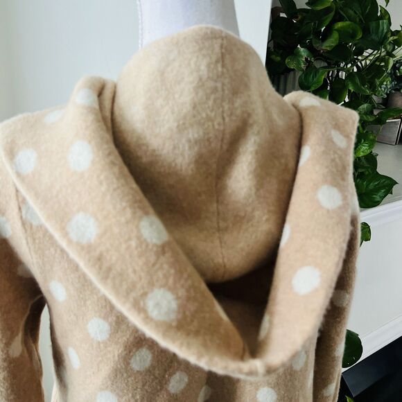 Anthropologie Field & Flower 100% Wool Polka Dot Brown & White Soft Sweater -Med - Picture 7 of 11